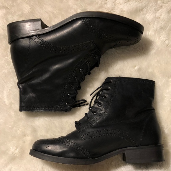 TOPSHOP Leather Lace Up Ankle Boots Size 9/39 - Picture 4 of 14